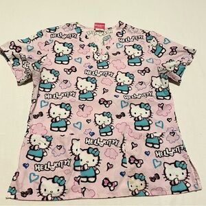 Hello Kitty Pink Scrub Top Tshirt Women’s Size Small